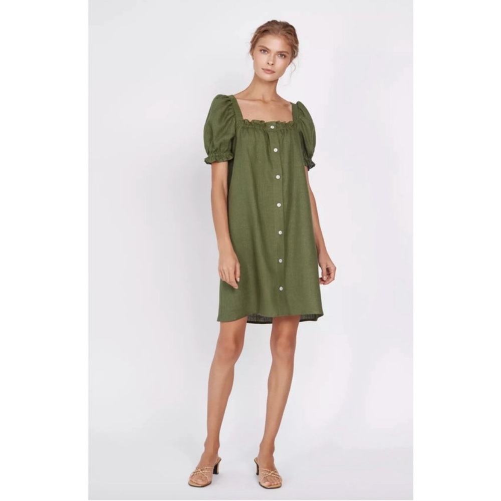 Sleeper Green Buttoned Tiered Sundress